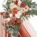 Floroom Arch Flowers with Drapes Kit (Pack of 4) - 2pcs Artificial Terracotta & Cream Floral Swag Arrangement with 2pcs Draping Fabric for Wedding Ceremony Arbor and Reception Backdrop Decoration