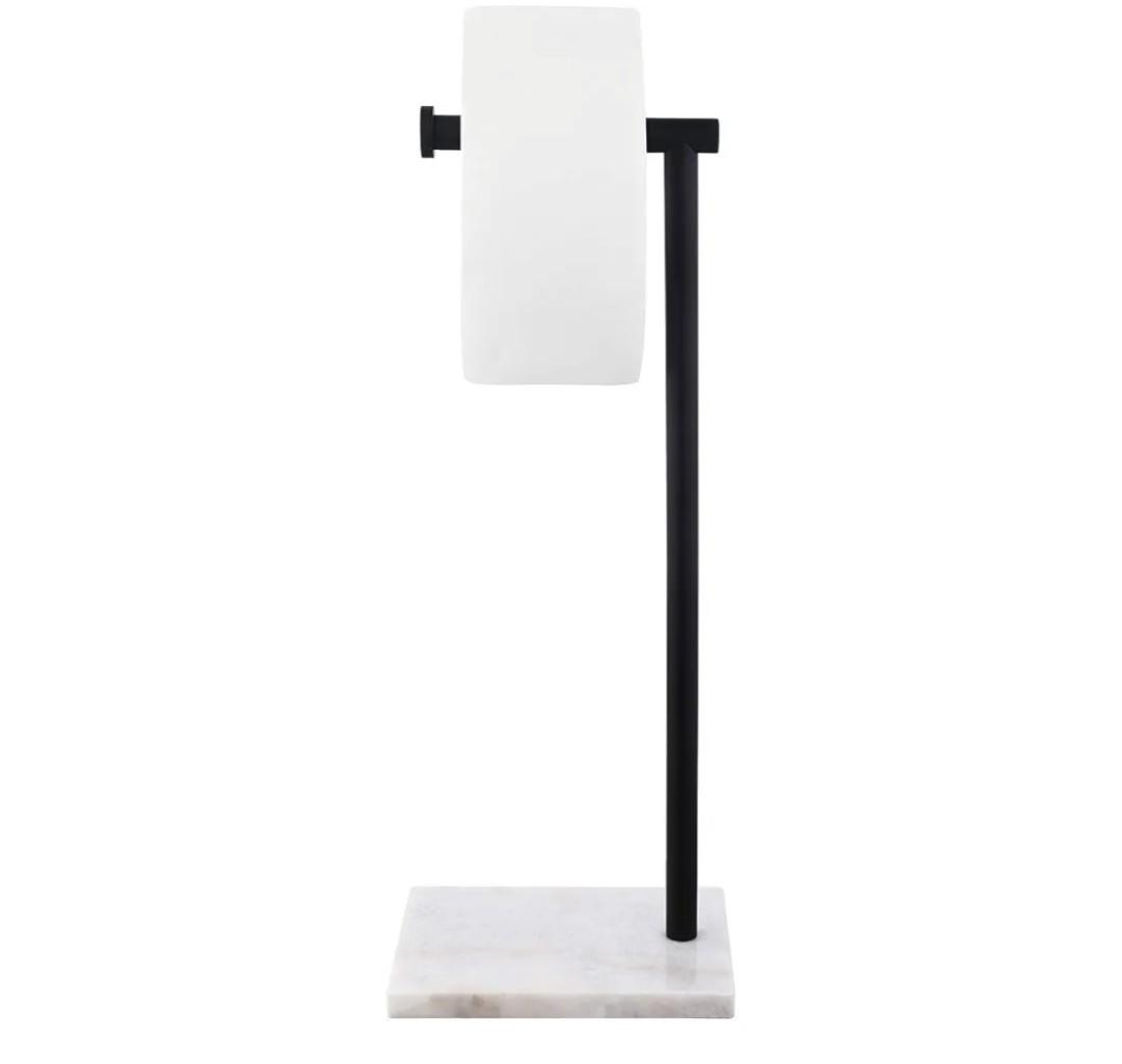 Standing Towel Rack & Black Toilet Paper Holder,BTH217-BK-KES+BPH285S1-BK