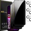 3 Pack Privacy Screen Protector for iPhone 13 6.1 Inch with 3 Pack Camera Lens Protector, Anti Spy Tempered Glass Film, Anti-Scratch, Touch Sensitive, Case Friendly