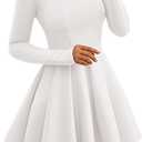 BTFBM Spring Dresses for Women 2026 Long Sleeve High Waist Pleated Flowy Aline Party Wedding Guest Dress Business Casual M