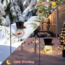 Viveta Snowman Solar Lantern,Christmas Hanging Solar Lanterns ,Crackle Glass Outdoor Waterproof Lantern with Shepherd Hook for Garden Decor- Pinecone