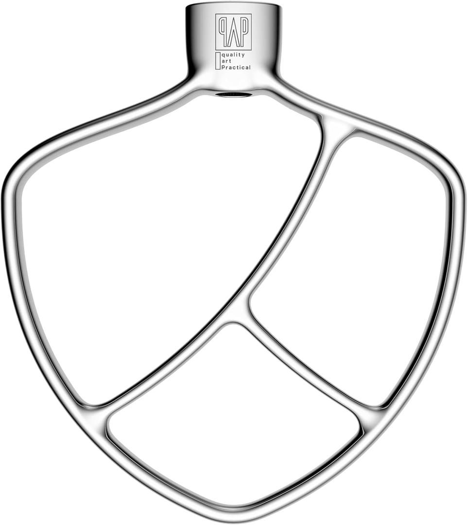 Flat Beater Replacement for KitchenAid 5plus/ 6 Qt. Bowl-Lift Stand Mixers/ Polished 18/ 8 Stainless Steel Paddle Accessories/ No coating/ Dishwasher Safe/ Replacement for KN256CBT