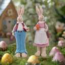 Easter Bunnies Hand Painted with Easter Rabbits Home Decoration 6.1 Inch