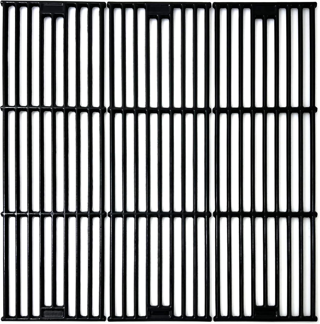 Parts DC114 (3-pack) 19.75" Porcelain Coated Cast Iron Grill Cooking Grates Replacement for Chargriller Gas Grill 2121, 2123, 2222, 2828, 3001, 3030, 3725, 4000, 5050, 5252, 5650,9020