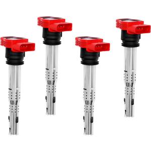 Ignition Coil Pack Set of 4 Compatible with Audi A4 A6 Q7 R8 S4 S5 TT Volkswagen Passat Golf GTI & More Replaces# 06E905115E, 06E905115F, UF529, 06E905115A, 06E905115C