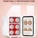 CUTIEWORLD Skincare Fridge With Dimmable LED Light Mirror, 4L Makeup Mini Fridge for Bedroom, Car, Office & Dorm, Cooler & Warmer, Portable Small Refrigerator for Cosmetics, Skin Care and Food, White