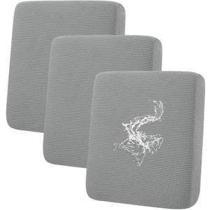hyha Waterproof Couch Cushion Covers for Pets, Non Slip Sofa Seat Cover for Dogs Washable, Soft Thick Stretch Jacquard Fabric, Sofa Slipcovers with Elastic Bottom (3 Pieces, Light Grey)