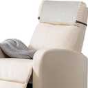 Recliner Headrest Protector-Faux Leather Headrest Covers for Recliners,Recliner Headrest Cover with Elastic Straps,Chair Headrest Cover for Recliners Protector 17 x 27 in(Beige)