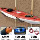 26" Kayak Wall Mount Storage Rack with Foam Padding - 150lb Capacity, Includes Elastic Rope & Hooks - Versatile for Indoor/Outdoor, Garage, Dock, Canoe & Paddle Board Storage