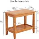 Side Table, Solid Wood Rectangular End Table with Storage Shelf, 2-Tier Coffee Table for Living Room, Rubber Wood Small Sofa Table, Nightstand 19.69 H x 13.39 W x 23.62 D Inches (Natural)