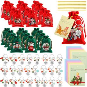 Christmas Keychain Gifts Set Christmas Employee Gift Bags Employee Appreciation Keychain Thank You Card for Xmas Coworker Teacher Nurse(24 Sets)