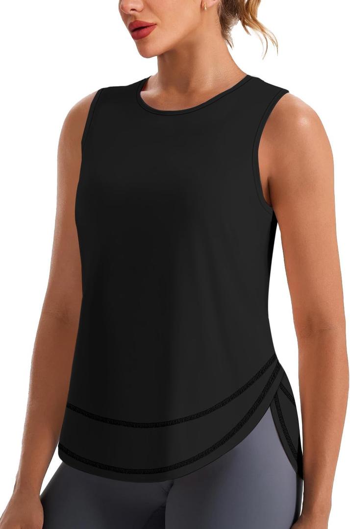 NIASHOT Workout Tank Tops for Women Lightweight Gym Clothes Quick Dry Moisture Wicking Activewear Running Yoga Tennis (Black, S)