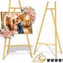 Gold Metal Easel Stand for Sign,Heavy Duty Art Easel with Adjustable Chain,Tripod Structure,4-Level HeightEasels for Wedding Welcome Sign Holder,Baby Shower Poster,Birthday Party,Posters