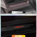 LED Door Sill Lights for Tesla Model 3 2017-2025 Accessories, ABS Scratch-Resistant Sill Protector with 7-Color RGB Lighting, Battery Powered Model 3 Pedal Mood Lamp, Matte Black, 4PCS