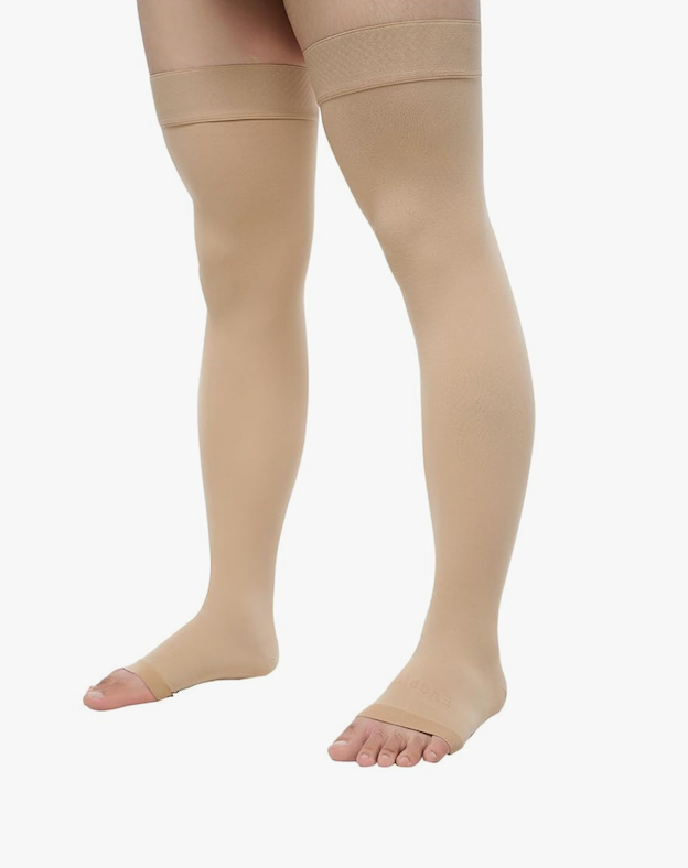 20-30 Compression Socks for Women Men, Thigh High Compression Stockings, Support Hose for Women Compression, Travel Toeless Women's Compression Socks, Light Open Toe Pregnancy Support Socks