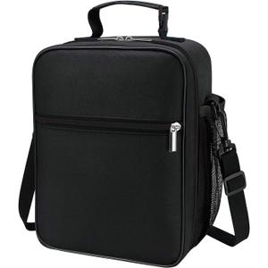 Lunch Box for Men - Reusable Lunch Bag Men Adult Women- Insulated Small LunchBox (Black with Strap)