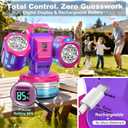 Rechargeable Bubble Machine with RGB Lights: 30,000 Bubbles/Min Storm, Auto 360 Rotation, Battery% Display - Remote Control Bubble Maker for Romantic Wedding, Kids Party & Outdoor Events