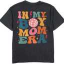 Mom Shirt for Women Boy Mama Graphic Short Sleeve Mom Life Casual Tee Tops (Gray, S)