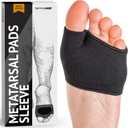 2 x Brison Podiatrist-Designed Metatarsal Pads for Women & Men - Ball of Foot Cushions for Pain Relief Metatarsalgia Morton's Neuroma Calluses 1 Pair (Black, M/S)