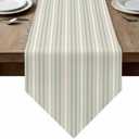 Table Runners 120 Inches Long, Light Green Lines Cotton Linen Kitchen Dining Coffee Table Runner for Party Homer Decor, Retro Minimalist Stripes Pattern Tabletop Runner Decor 13x120 Inch