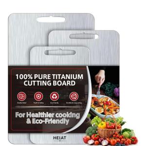Titanium Cutting Board Set of 3, 100% Pure Titanium Cutting Boards for Kitchen, Non-Toxic, Double-Sided Chopping Boards for Raw & Cooked Food, Handles Included, Dishwasher Safe(M+L+XL), 16"L x 10"W