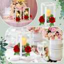 Hushee 30 Pcs Integrated Wedding Lantern Centerpiece Rustic Wooden Holder with Candles and Rings Farmhouse Candle Lantern Decor for Home Valentine Wedding Party Table Decor (White and Red)