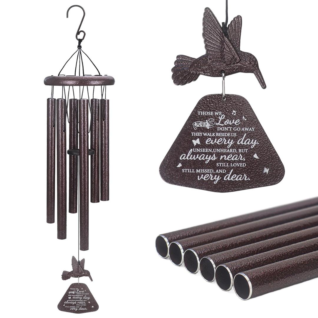 Memorial Wind Chimes with Hummingbird Wind Spinner, 32" Wind Chimes for Loss of Loved One, Sympathy Memorial Condolence Remembrance Gift for Loss of Mother