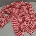 Astylish Womens Plaid Ruffle V Neck Button Down Blouse Casual Long Sleeve Gingham Trendy Tops Work Checkered Shirt (Medium)