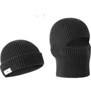 Balaclava Ski Mask Cold Weather Balaclava Mask Warm Face Mask Balaclava and Beanie Hats for Men 2 in 1 (Black)
