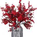 JAKY-Global 9pcs Babys Breath Artificial Flowers Gypsophila Bouquet Bulk Fake Spring Silk Small Flowers Real Touch Faux Floral for Home Bedroom Kitchen Garden Wedding Christmas Party DIY Decor (Red)