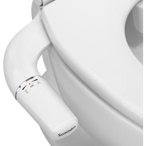 SAMODRA Ultra-Slim Hygienic Bidets Attachment for Existing Toilets - Adjustable Fresh Water Pressure Dual Nozzle (Frontal & Rear Wash) Easy to Install, Silver