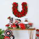 Riceshoot 15.7 Inch Derby Horse Racing Decorations Rose Wreath Red Artificial Flower Horseshoe Wreath Farmhouse Equestrian Door Decor for Horse Race Day Party Decorations