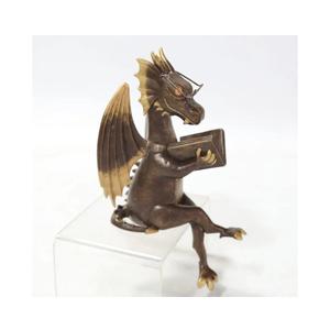 Dragon Reading Statue Imitate Antique Bronze Dragon Resin Figurine Indoor Home Decorations