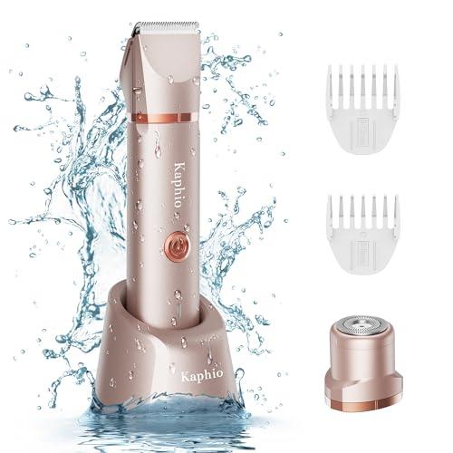 Bikini Trimmer for Women Pubic Hair: IPX7 Waterproof Electric Razors - Rechargeable Electric Body Shaver for Legs, Underarms, Bikini Line- Christmas Gifts for Women (Rose Gold)
