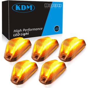 KDM Clear Lens Led Cab Roof Top Marker Lights assembly Fit for 2014-2023 Dodge Ram ProMaster 1500 2500 3500 Pick up Truck Van,Mounted Running Clearance Lamp Bright Amber Light,5Pcs Pack