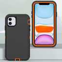 Case for iPhone 11 with Clip, Heavy-Duty Tough Rugged Shockproof Drop Protective Cover Phone Cases, Black+Orange