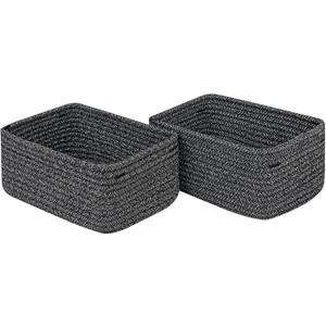 CubesLand Mixed Black Baskets Bins for Organizing,Small Woven Storage Baskets for Shelves,Cute Closet Cube Bins Set 2,Baby Nursery Cube Organizer Toys Basket Bin,Home Decor Organization Bins