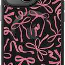 FUNMIKO for iPhone 15 Plus Case Wireless Charging & Military-Grade Protection - Cute Floral Design for Women Girls, Non-Slip Matte Cover with Shockproof Corners - Artistic Bows