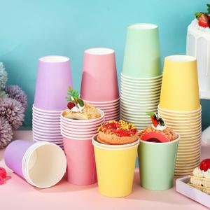Funtery 100 Pcs Pastel Paper Cups 9oz Colored Cup Hot Cocoa Pastel Cup Family Party Supplies Disposable Bottle for Hot Cold Drinks Coffee Birthday Easter Holidays(Muticolor,9 oz)