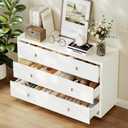 Concho Dresser for Bedroom with 6 Drawers, Wood Chest of Drawers with Large Storage Space, Closet Storage Organizer for Living Room, Bedroom, Hallway, Closet, White