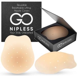 Go Nipless Pasties Nipple Covers for Women with Lift Size A-D | Reusable, Adhesive Bra Push Up | Lifting Nipple Covers for Backless Outfits & Strapless Dresses | Sticky Bra Lift for Natural Push Up