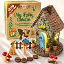 Fairy Garden Kit – 11-Piece Fairy House Set - 7.1" High Fairy House for Outside with Open Door & Solar Light, Fairy & Dog Figurines, Mushrooms & Miniature Accessories – Outdoor Decor Gift