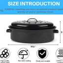 14.6 Inch Roasting Pan with Lid - Covered Oval Roaster - Enamel Carbon Steel Roaster Pot - Excellent Heat Distribution and Non-sticky - for Turkey Chicken Meat & Vegetables -Birthday and Holiday gift