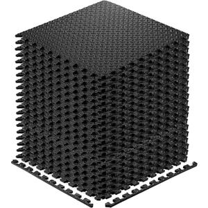 Walsai Exercise Mats Puzzle Foam Mats Gym Flooring Mat Cover 20 SQ.FT Interlocking Foam Mats with EVA Foam Floor Tiles for Home Gym Equipment Workouts (20pcs Black Exercise Mats)