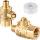 Saillong 2 Pcs 1/8'' Male x 1/4'' Female Test Cock and PTFE Sealant Tape for Backflow Valve, Brass Test Cock for Preventing leaks, Fits Sprinkler Backflow Preventer of 1/4'' Female Connector