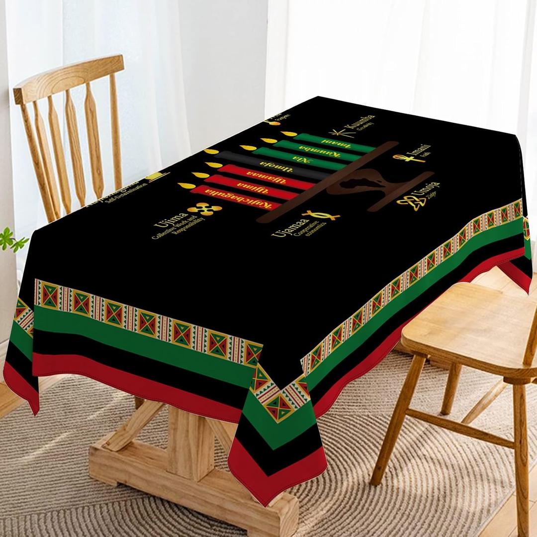 Hafangry Kwanzaa Tablecloth Kinara African American Harvest Festival Table Cloth Cover Decoration Kitchen Dining Room Home Table Decor - 6084inch