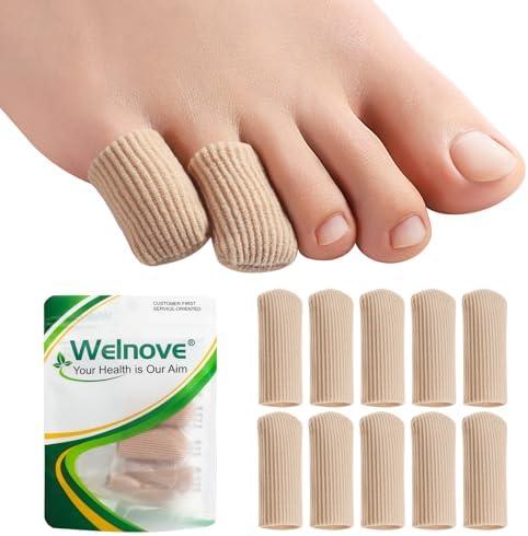 Welnove Gel Toe Cap - 8 Pack Pinky Toe Protector for Women Men - Cushions and Protects to Cover Toes, Relief Toe Pain from Ingrown Toenails, Corns, Blisters, Hammer Toes (Small Size)