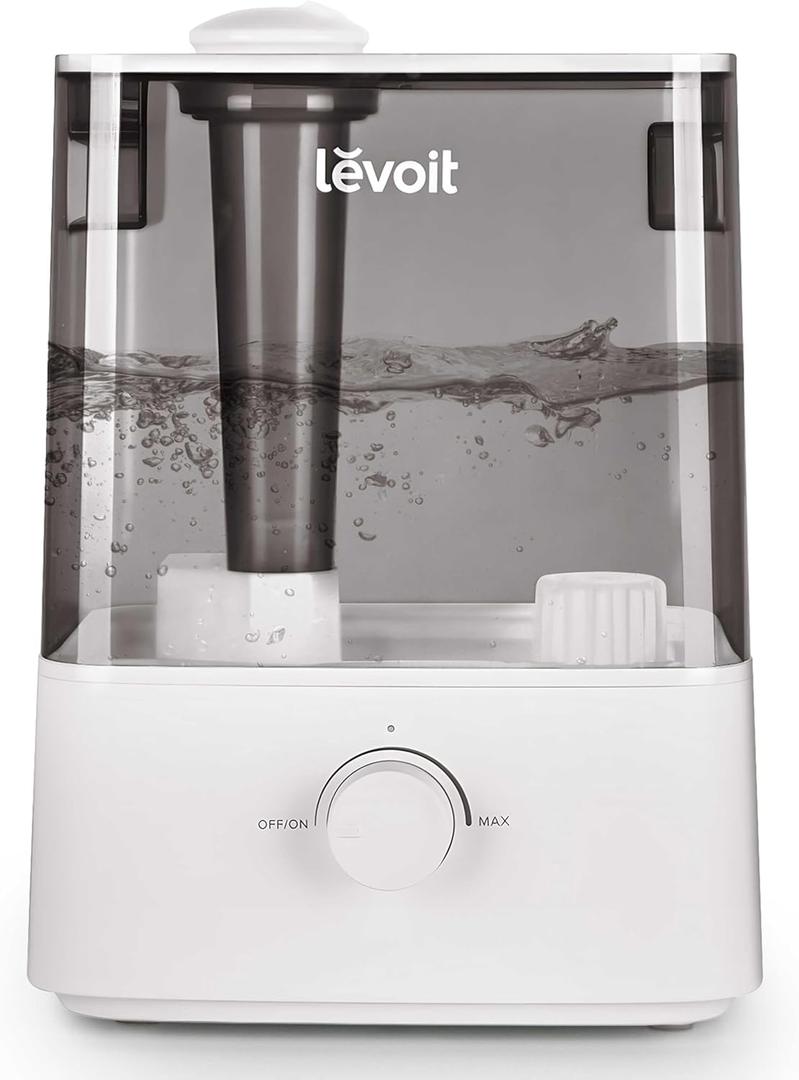 LEVOIT Classic300 Ultrasonic Top Fill Humidifier, Extra Large 6L Tank Last 60-Hour - Super Quiet, Easy to Use and Clean, 360° Rotation Nozzle, Simple Knob Control, Handle, Auto Shut Off, Gray