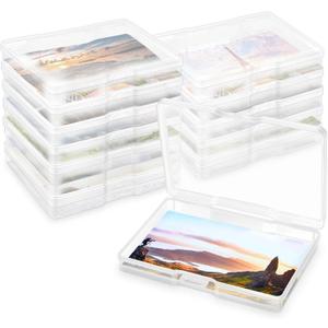 Photo Storage Box 5 x 7 Inches, 6 Pack Photo Organizers and Storage, Acid-Free Picture Storage Container, Stackable Craft Keeper for Photos, Cards, Stamps, Scrapbooking, Office Supplies etc
