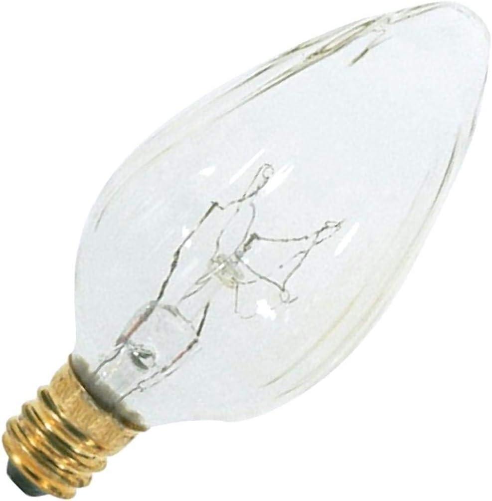 Satco S3360 120V Candelabra Base 15-Watt F10 Flame Bulb, Clear, Pack of 3
